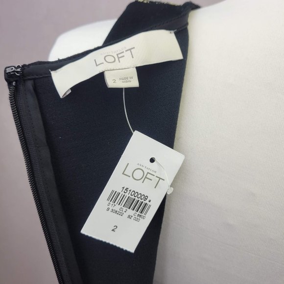 Ann Taylor LOFT gold and black sheath dress NWT size 2 - Picture 7 of 9